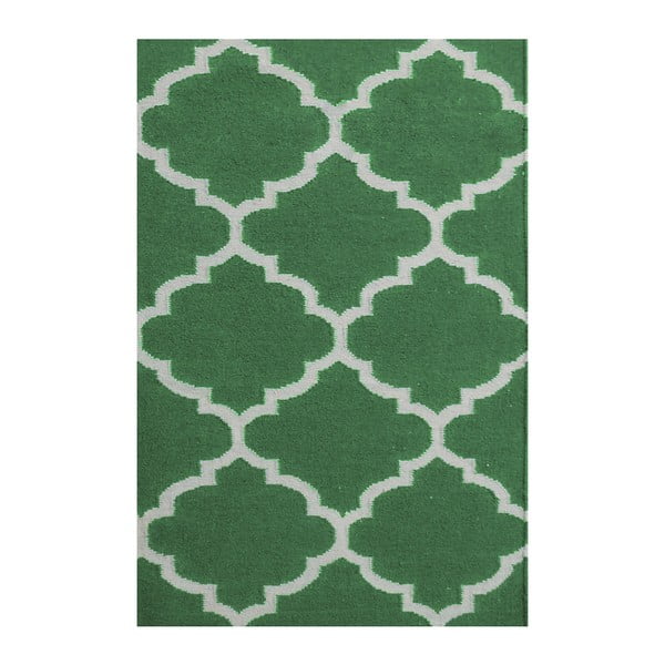 Zielony dywan wełniany Elizabeth, 90x60 cm