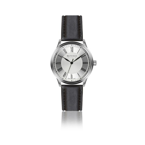 Męski zegarek z czarnym paskiem ze skóry naturalnej Walter Bach Marrio