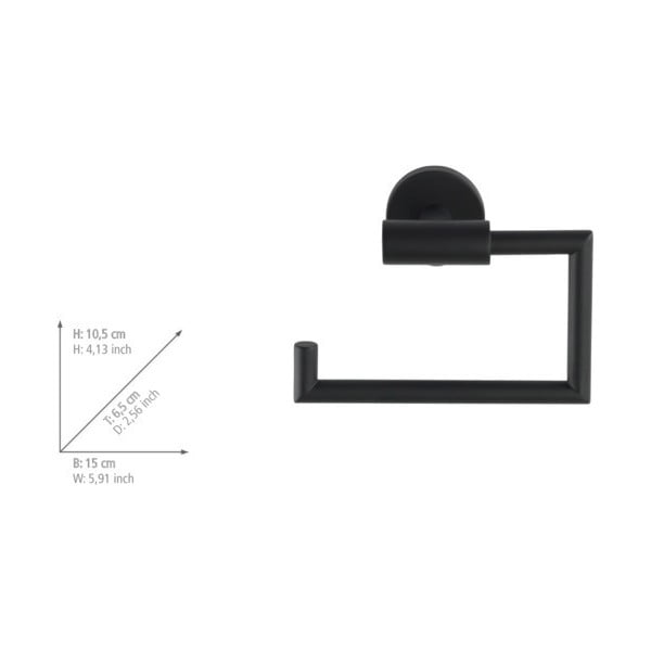 Samoprzylepny uchwyt na papier toaletowy ze stali nierdzewnej w kolorze matowej czerni Bosio – Wenko-image-1