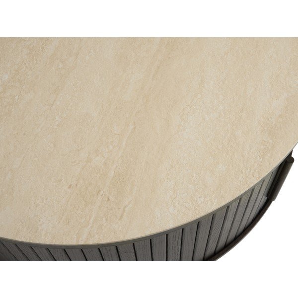 Okrągły stolik z ceramicznym blatem w ciemnym naturalnym kolorze ø 85 cm Enna – Unique Furniture-image-3