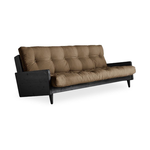 Sofa rozkładana z brązowym obiciem Karup Design Indie Black/Mocca-image-1