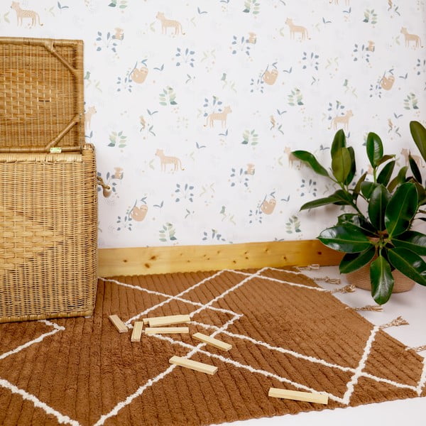 Brązowy dywan z bawełny wykonany ręcznie Nattiot Lassa, 100x150 cm-image-2