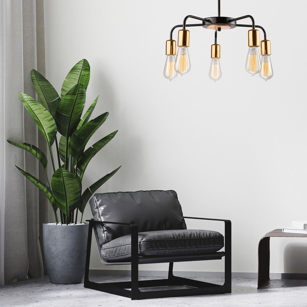 Czarna lampa wisząca z metalowym kloszem ø 45 cm Erica – LAMKUR-image-1