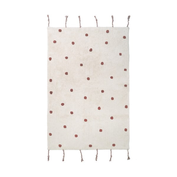 Beżowo-czerwony dywan z bawełny wykonany ręcznie Nattiot Numi, 100x150 cm