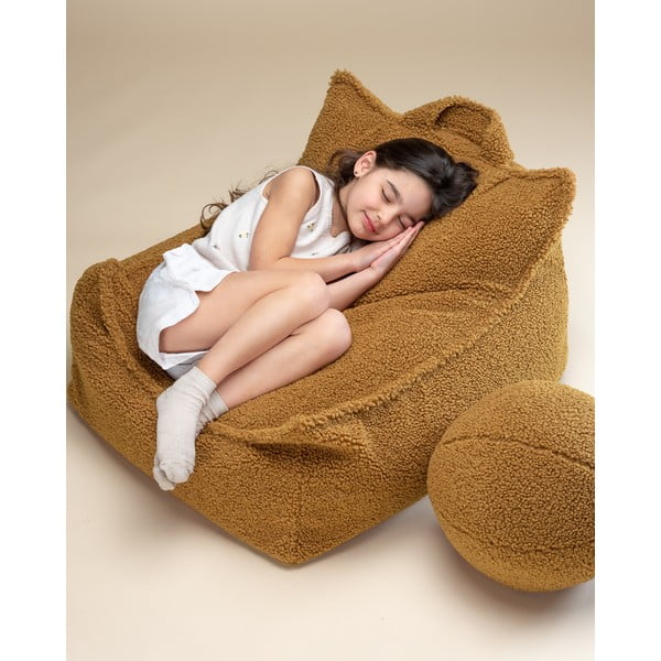 Brązowy dziecięcy worek do siedzenia z materiału bouclé Chair – Wigiwama-image-2