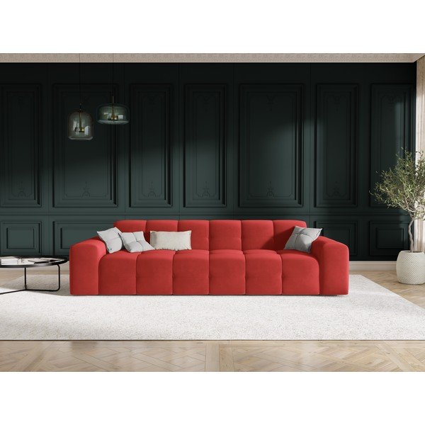 Czerwona aksamitna sofa 255 cm Kendal – Micadoni Home-image-1