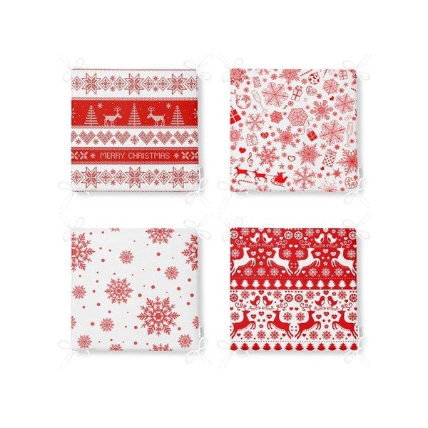 Poduszki na krzesła ze świątecznym motywem zestaw 4 szt. 40x40 cm Snowflakes – Mila Home