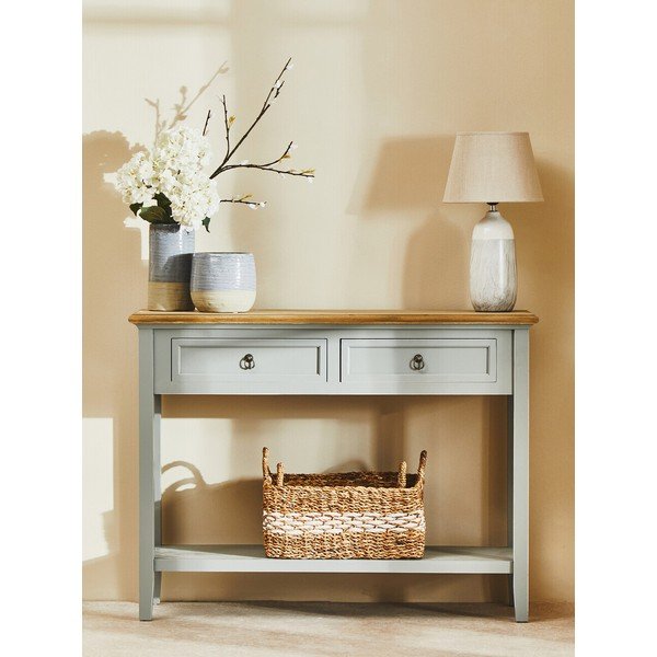 Szara konsola z litego drewna paulowni 34,5x99 cm Henley – Premier Housewares-image-3