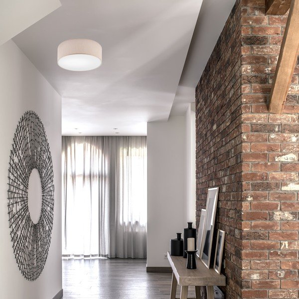 Beżowa lampa sufitowa z tekstylnym kloszem ø 35 cm Vivian – LAMKUR-image-2