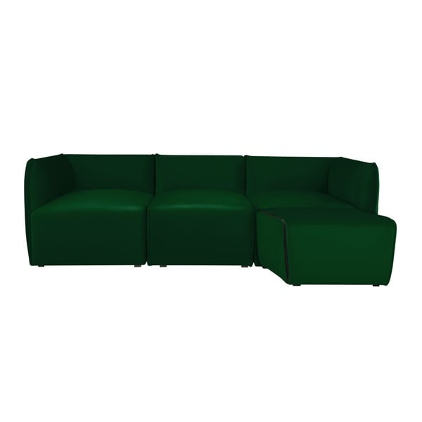 Zielona modułowa sofa 3-osobowa z podnóżkiem Norrsken Ebbe