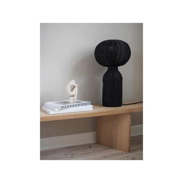 Czarna lampa stołowa z rattanowym kloszem (wysokość 43 cm) Werna – Villa Collection-image-2