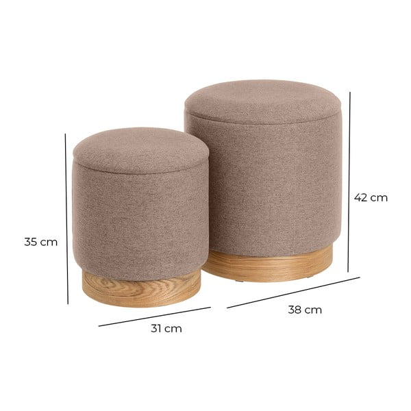 Jasnobrązowe pufy zestaw 2 szt. – Casa Selección-image-4
