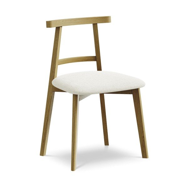 Kremowe krzesło z litego drewna Ohelo – Makamii