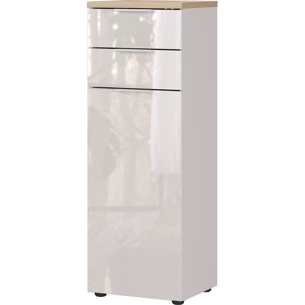 Kremowa wysoka/wąska szafka łazienkowa z połyskiem 39x112 cm Tavira – Germania-image-2