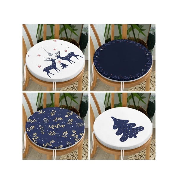 Poduszki na krzesła ze świątecznym motywem zestaw 4 szt. ø 40 cm Blue Christmas – Mila Home-image-1