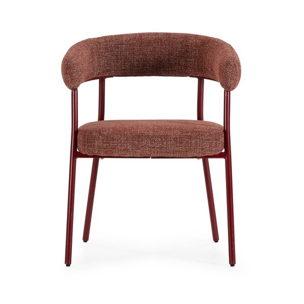 Tapicerowane fotele jadalniane zestaw z podłokietnikami 2 szt. w kolorze terakoty Yuri – MOME-image-4