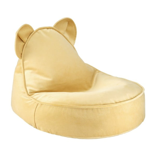Żółty aksamitny dziecięcy worek do siedzenia Bear – Wigiwama