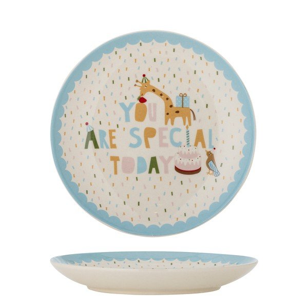 Jasnoniebieski/kremowy kamionkowy talerz dla dzieci ø 16 cm Celebrate – Bloomingville Mini-image-4