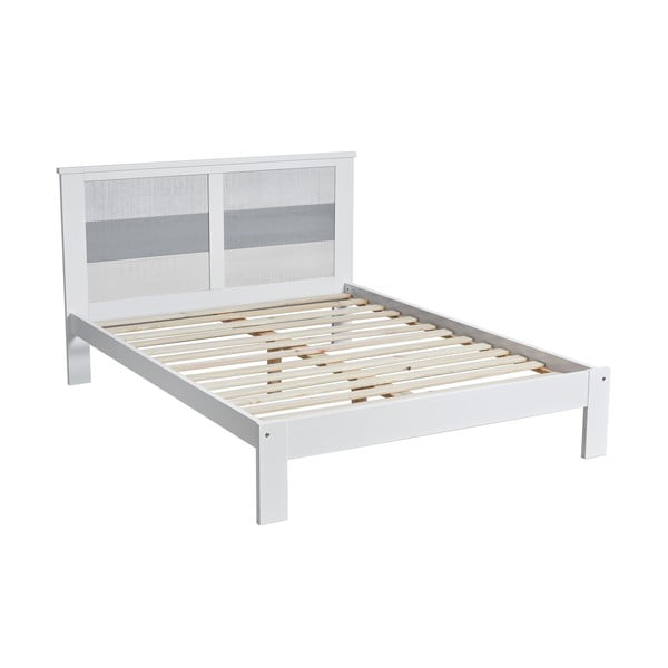 Biało-szare łóżko dwuosobowe Marckeric Romantica, 140x190 cm