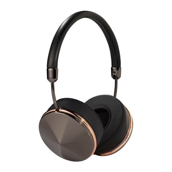 Czarne słuchawki z odpinanym kablem z detalami w barwie różowego złota Frends Taylor Wireless