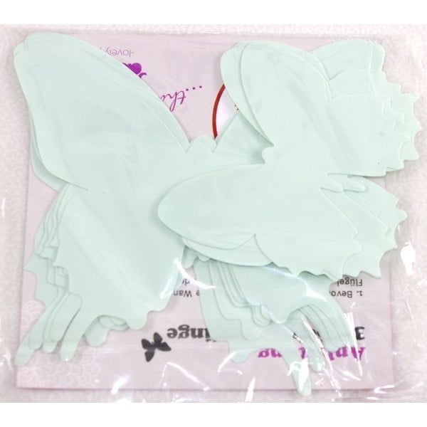 Zestaw 12 zielonych naklejek 3D Ambiance Mint Butterflies-image-2