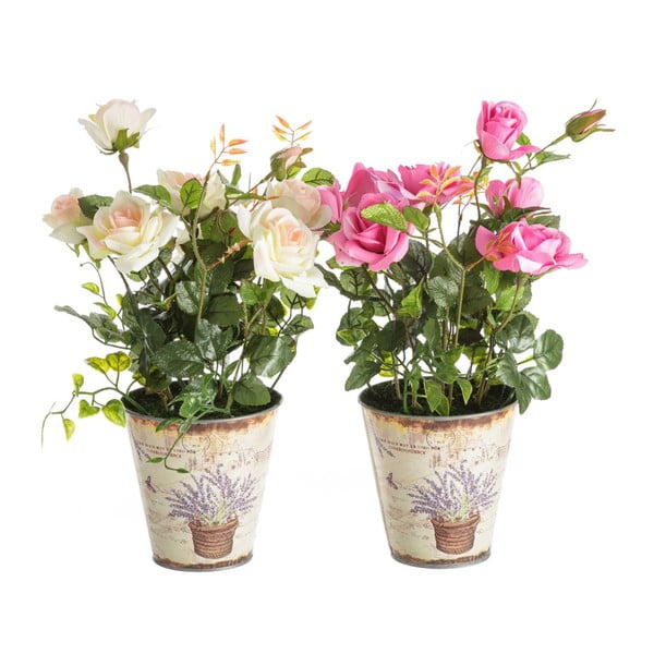 Zestaw 2 kwiatów dekoracyjnych w doniczce Unimasa Artificial
