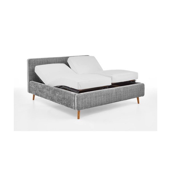 Jasnoszare tapicerowane łóżko dwuosobowe ze stelażem 180x200 cm Primavera – Meise Möbel-image-4