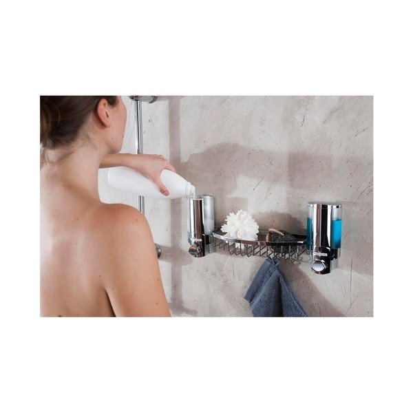 Srebrny podwójny dozownik mydła z uchwytem Compactor Duo-image-1