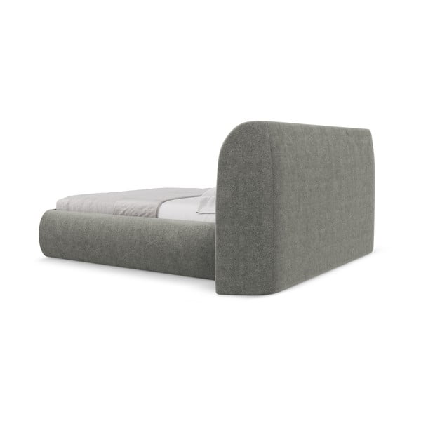 Szare tapicerowane łóżko dwuosobowe ze schowkiem i stelażem 140x200 cm Hauke – Makamii-image-4
