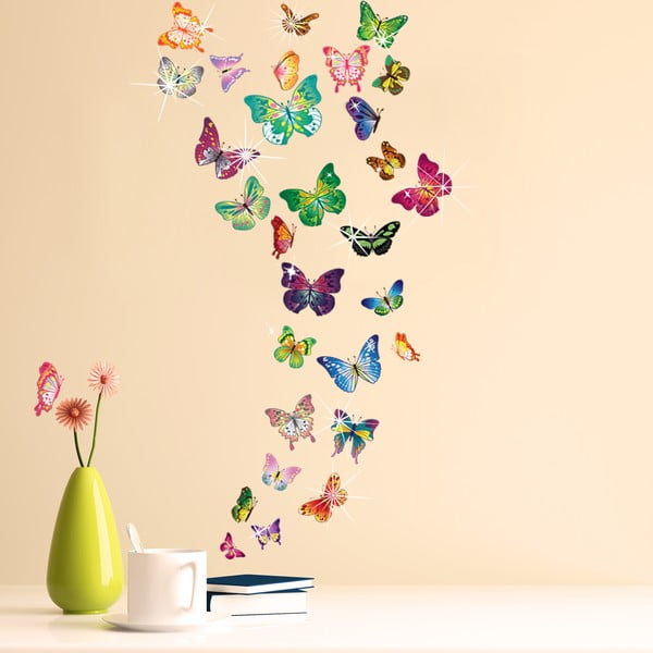 Naklejka ścienna Kolorowe motyle z elementami Swarovski