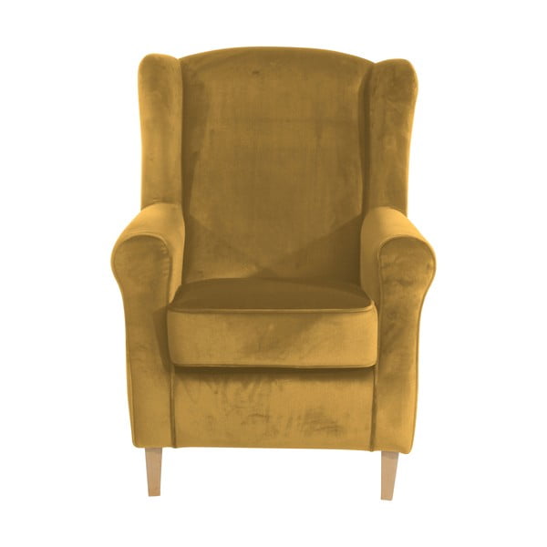 Musztardowy fotel uszak Max Winzer Lorris Velour Corn-image-2