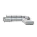 Jasnoszary sztruksowy narożnik (prawostronny/w kształcie litery U) Nihad modular – Bobochic Paris