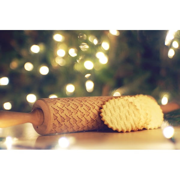 Drewniany grawerowany świąteczny wałek do ciasta Valek Trees-image-4