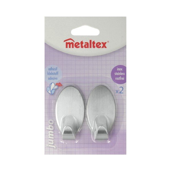 Zestaw 2 samoprzylepnych haczyków ze stali nierdzewnej Metaltex Mia-image-2