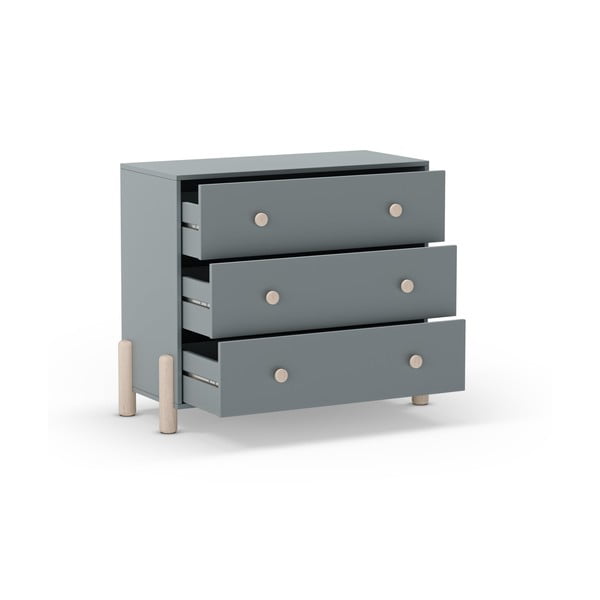 Szarozielona komoda dziecięca z litego drewna sosnowego 90x80x40 cm Enola – Marckeric-image-3