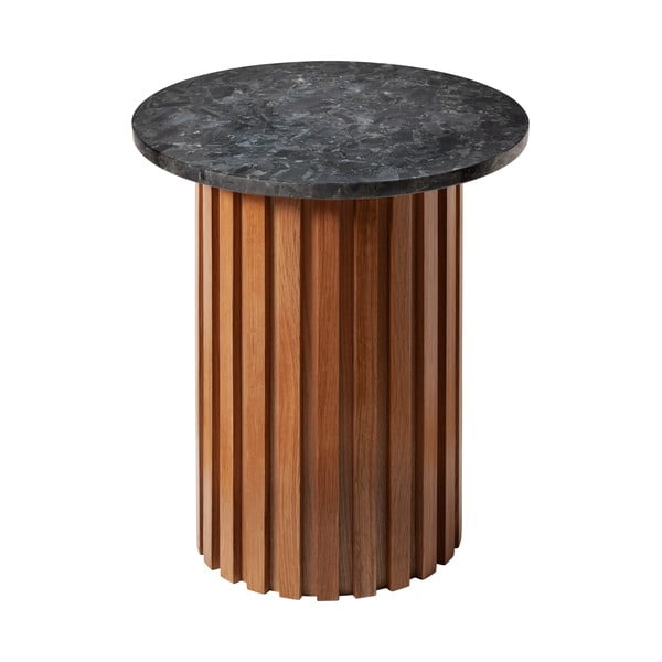 Czarny granitowy stolik z dębową konstrukcją RGE Moon, ⌀ 50 cm