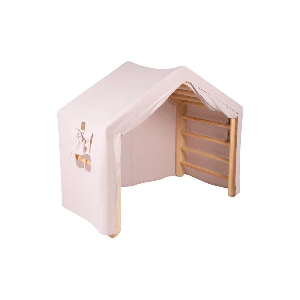 Różowo-naturalna drabinka pikler z litego drewna sosnowego 112x61x94 cm Montessori – Meowbaby (zdjęcie 11)