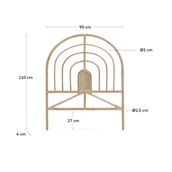 Rattanowy zagłówek w naturalnym kolorze 90x110 cm Sundberg – Kave Home-image-2