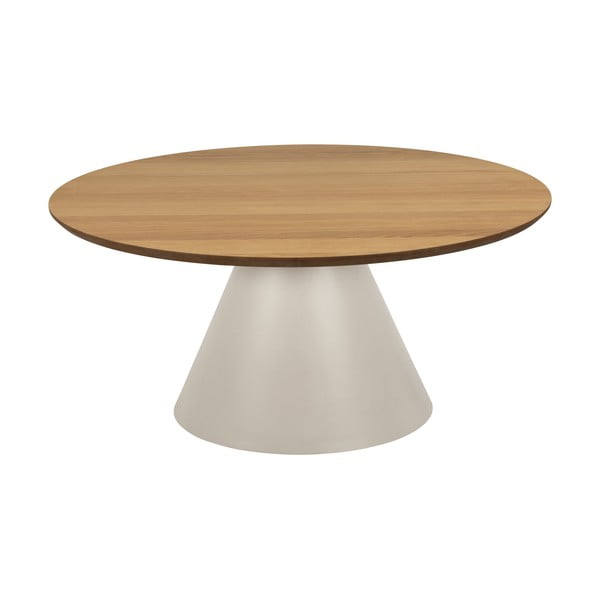 Kremowy okrągły stolik z blatem w dekorze dębu ø 85 cm Soli – Actona