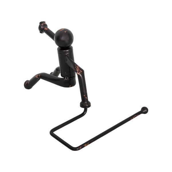 Czarny ścienny metalowy uchwyt na papier toaletowy – Antic Line