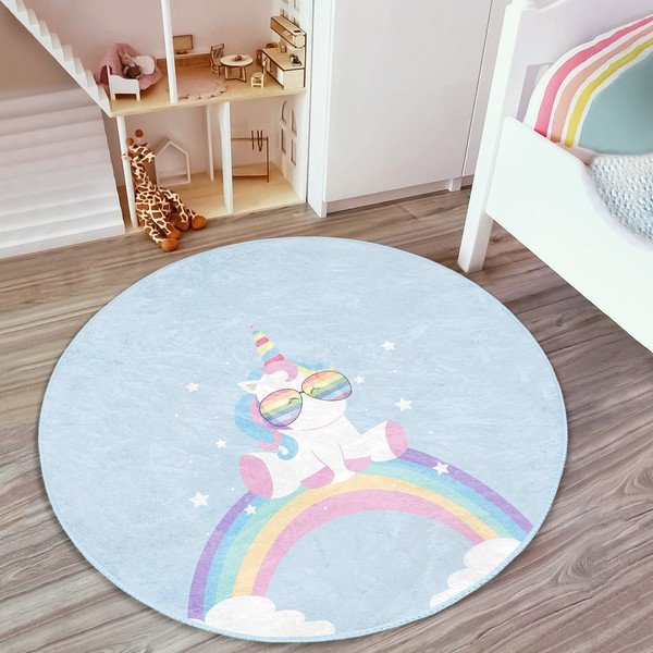 Jasnoniebieski dywan dziecięcy ø 80 cm Comfort – Mila Home-image-3