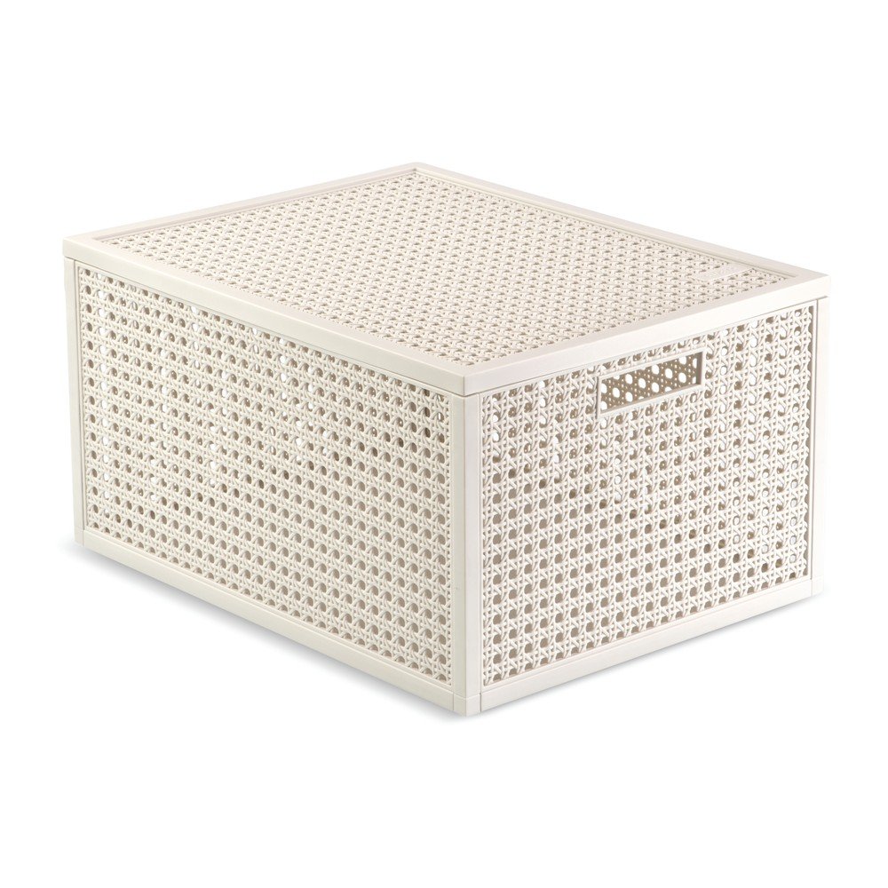 Kremowy pojemnik z pokrywką z plastiku z recyklingu 30x38x21 cm Kaya – Curver