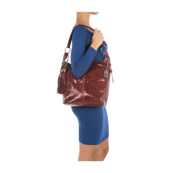 Skórzana torebka Hobo Bordeaux-image-4