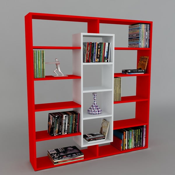 Biblioteczka Ample Red/White, 22x125x135,7 cm
