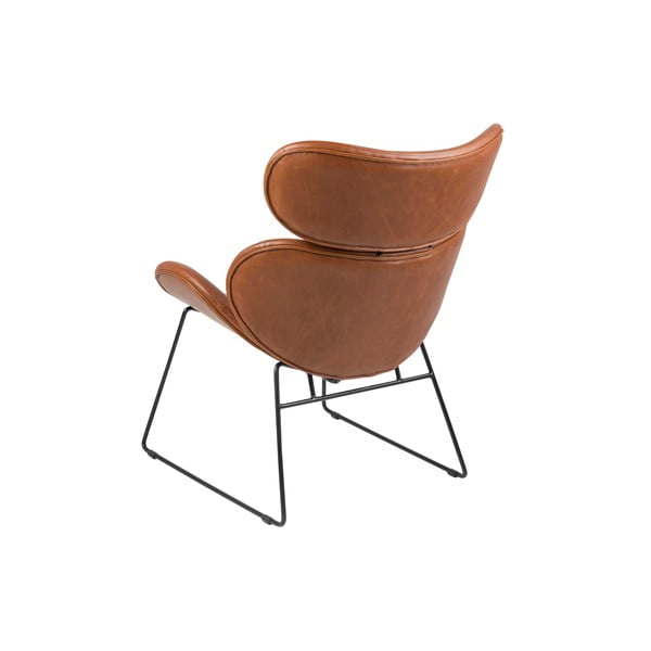 Brązowy fotel z imitacji skóry z czarnymi nogami Actona Cazar-image-2