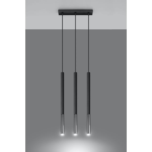 Lampa wisząca w kolorze czerni i srebra Sollux Asarot 3L-image-3