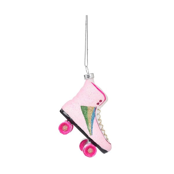 Szklana ozdoba świąteczna wykonana ręcznie 8 cm Retro Rollerskate – Sass & Belle