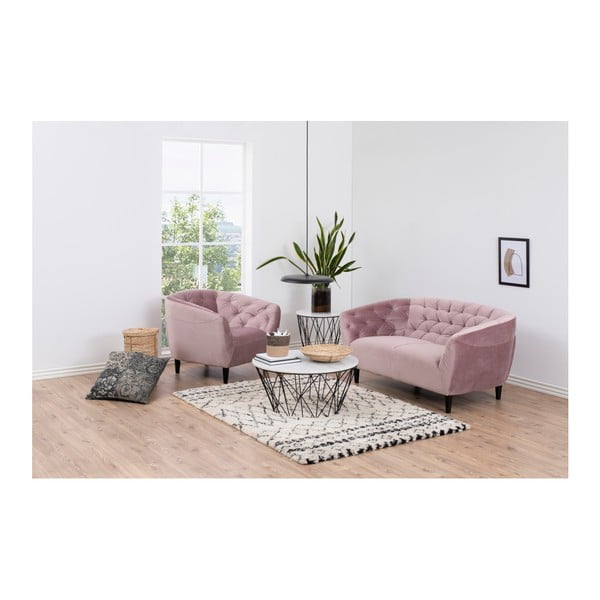 Pudroworóżowy aksamitny fotel Actona Ria-image-1