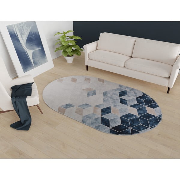 Biało-niebieski dywan odpowiedni do prania 60x100 cm – Vitaus-image-1