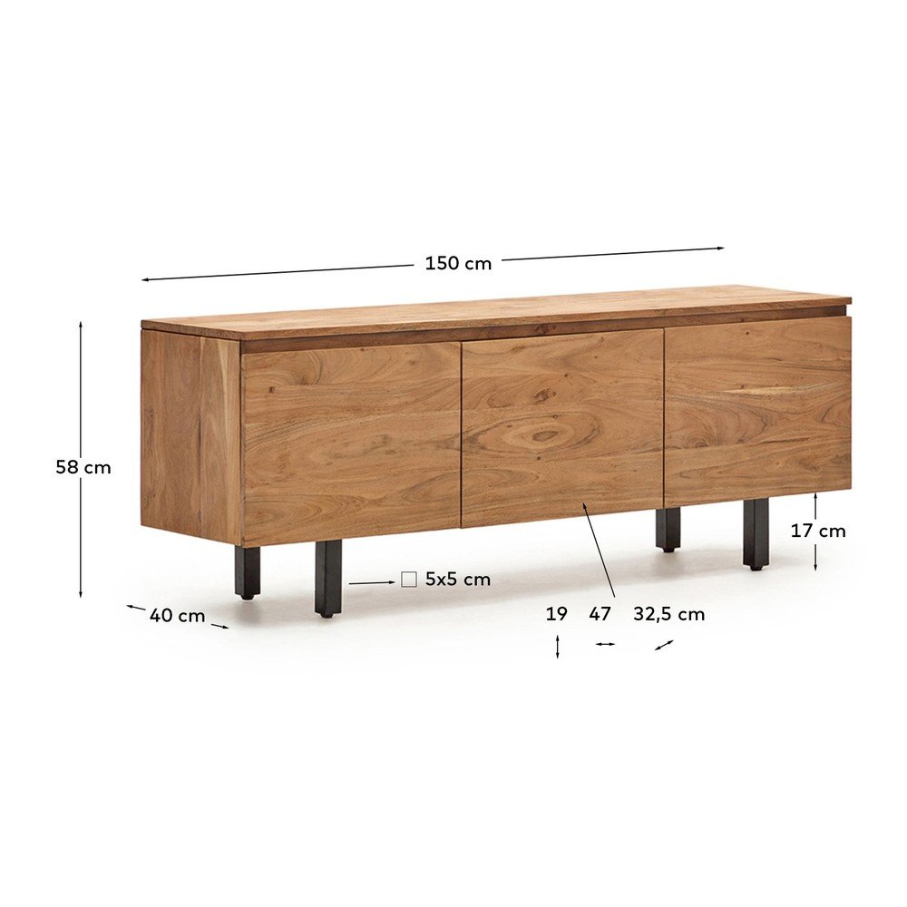 Szafka pod TV z litego drewna akacjowego w naturalnym kolorze 150x58x40 cm Uxue – Kave Home (zdjęcie 9)